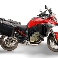 GPR TECH compatible with  Harley Davidson Pan America 1250 2020/2024 GPR TECH Pair of side cases aluminum made with contoured right side, black color with specific pannier holder TECH-EVO serie  Capacity 38 LT. + 32 LT.