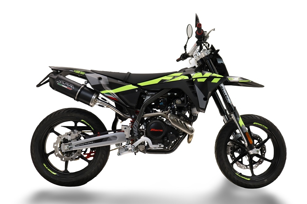 Esapament compatibil cu Fantic Motor XEF 125 2025 Evacuare slip-on omologata, inclusiv db killer detașabil, cot de legătură și catalizator,Furore Evo4 Nero