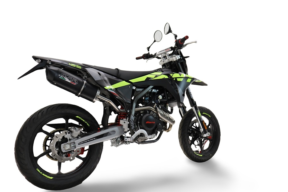 Esapament compatibil cu Fantic Motor XEF 125 2025 Evacuare slip-on omologata, inclusiv db killer detașabil, cot de legătură și catalizator,Furore Evo4 Nero
