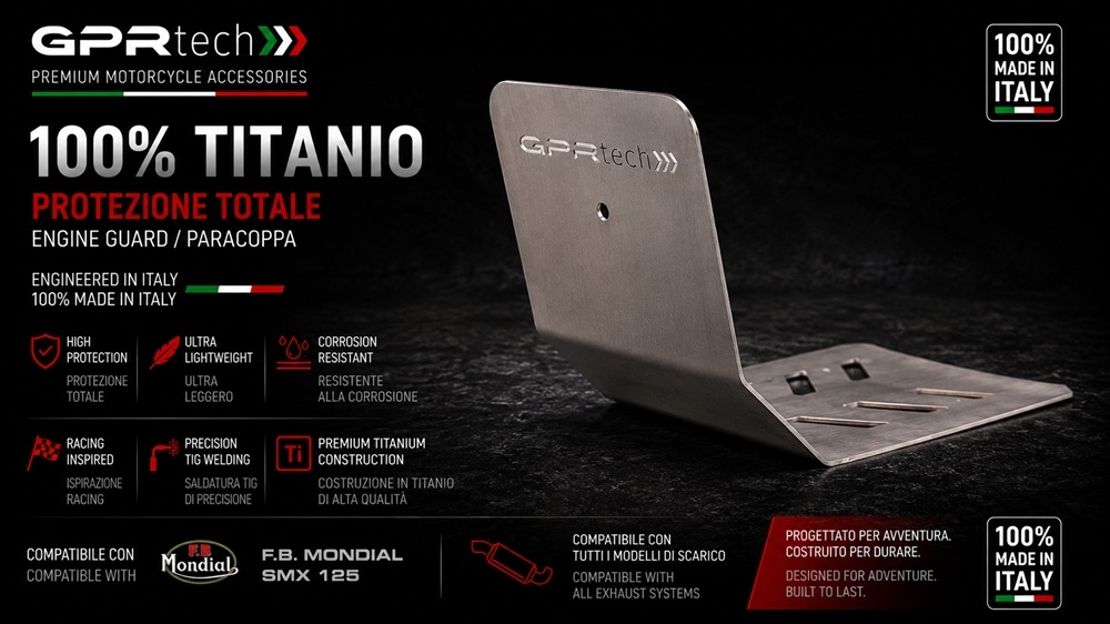 GPR TECH compatible with  F.B. Mondial Smx 125 Enduro 2018/2020 e4 Supermoto 2018/2020 e4 GPR TECH Titanium Skid plate 
