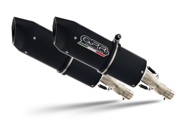 Exhaust compatible with Triumph Street Triple 675 2007-2012, Furore Nero, Dual Homologated legal slip-on exhaust including removable db killers, link pipes and catalysts