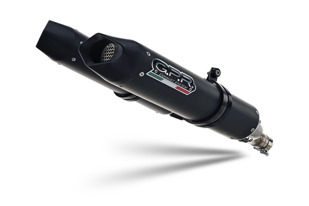 Esapament GPR compatibil cu Aprilia Shiver 900 2017 Evacuare cu dublă omologare legală, inclusiv db killers și coturi de legătură detașabile,Furore Evo4 Nero