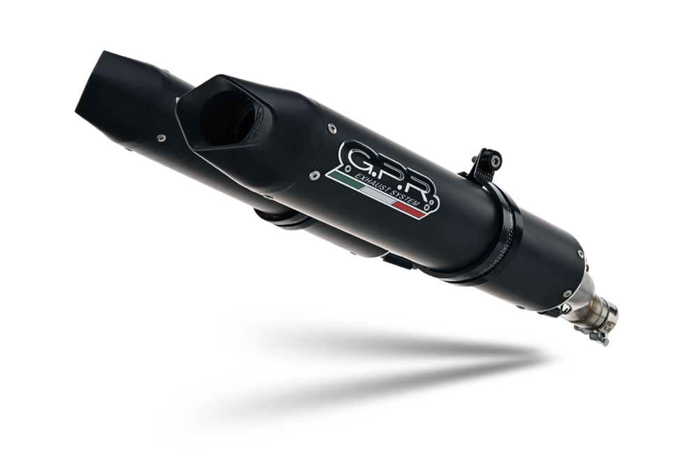 Exhaust compatible with Aprilia Dorsoduro 900 2017-2020, Furore Nero, Dual racing slip-on exhaust including link pipes