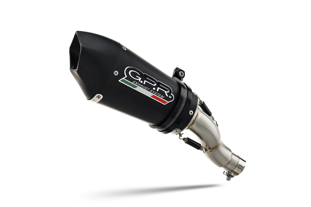 Exhaust compatible with Aprilia RS 457 2024-2025, Gpe Ann. Black titanium, Racing full system exhaust, including removable db killer