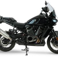 GPR exhaust compatible with Harley Davidson Pan America 1250 2020-2024, Satinox , Homologated legal slip-on exhaust including removable db killer and link pipe 