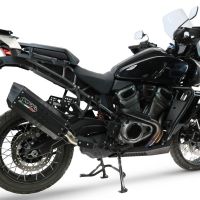 GPR exhaust compatible with Harley Davidson Pan America 1250 2020-2024, Hyper Sonic Black Titanium, Homologated legal slip-on exhaust including removable db killer and link pipe 