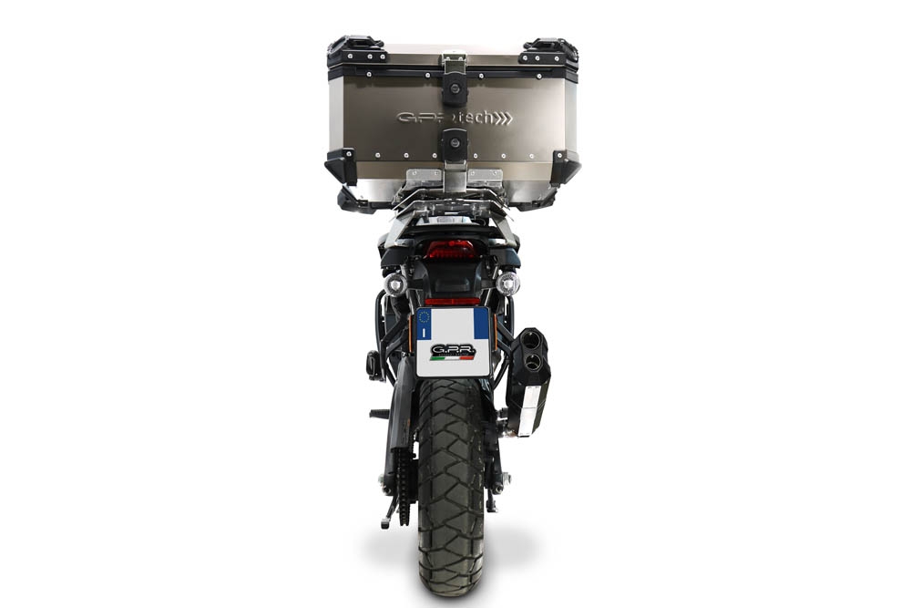 GPR exhaust compatible with Harley Davidson Pan America 1250 2020-2024, Hyper Sonic Black Titanium, Homologated legal slip-on exhaust including removable db killer and link pipe 