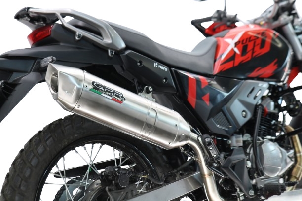 GPR exhaust compatible with Hero Xpulse 200 4V 2021-2024, Furore-X Acciaio Inox, Homologated silencer for noise including full line,db killer and catalyst compliant for inspection 