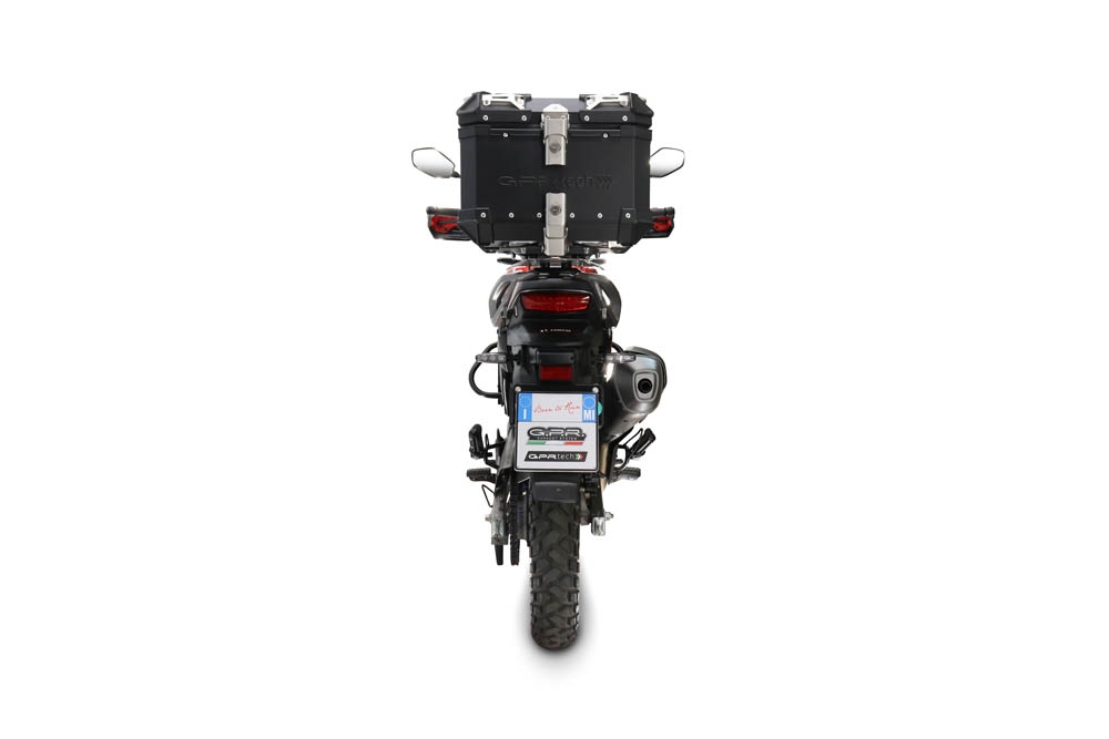 Top case GPR TECH compatible with  Hero Xpulse 200 BS6 4V 2021/2024 E5 GPR TECH Top case in aluminum, black color with specific plate included Capacity 26 LT.