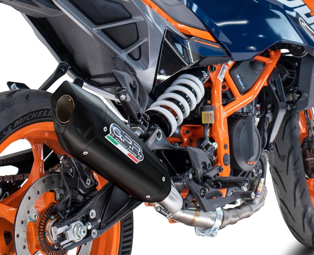 Exhaust compatible with Husqvarna Svartpilen 250 2024-2025, GP-Revo Black Titanium, Homologated legal slip-on exhaust including removable db killer and link pipe