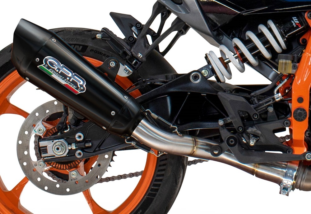 Exhaust compatible with Husqvarna Svartpilen 250 2024-2025, GP-Revo Black Titanium, Homologated legal slip-on exhaust including removable db killer and link pipe