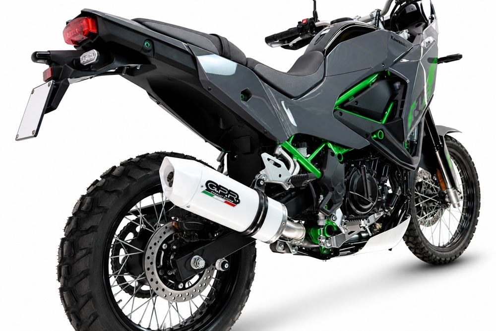 GPR exhaust compatible with Kawasaki KLE 500 2026-2027, Albus Ceramic, Homologated legal slip-on exhaust including removable db killer and link pipe 