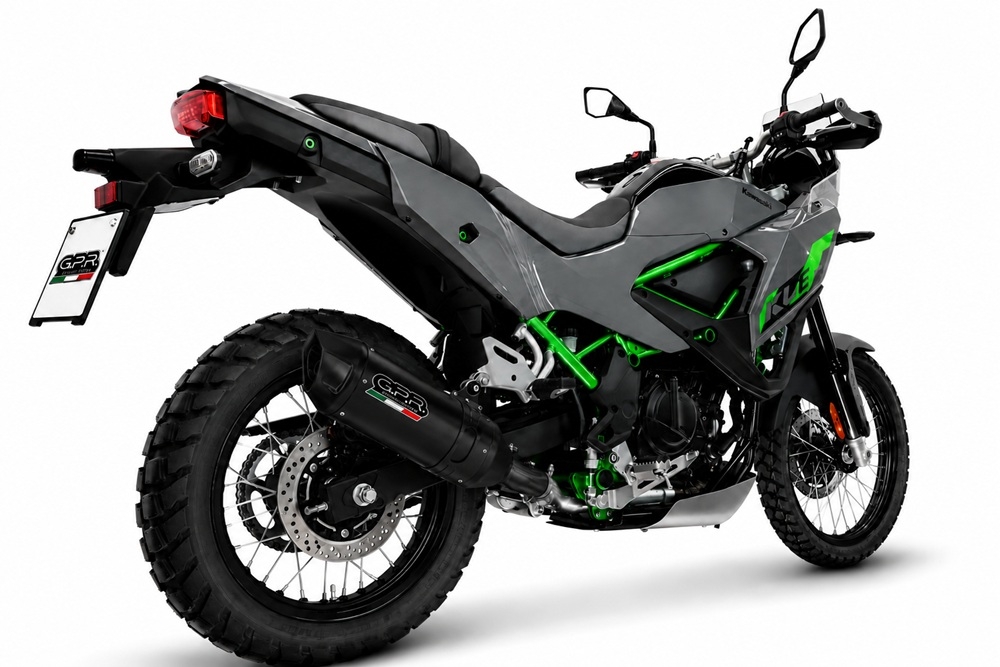 GPR exhaust compatible with Kawasaki KLE 500 2026-2027, Furore-X Titanio Nero, Homologated legal slip-on exhaust including removable db killer and link pipe 