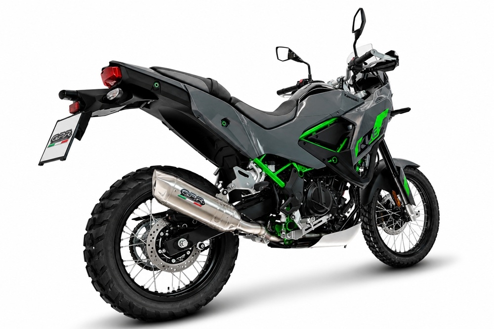 GPR exhaust compatible with Kawasaki KLE 500 2026-2027, Furore-X Acciaio Inox, Homologated legal slip-on exhaust including removable db killer and link pipe 