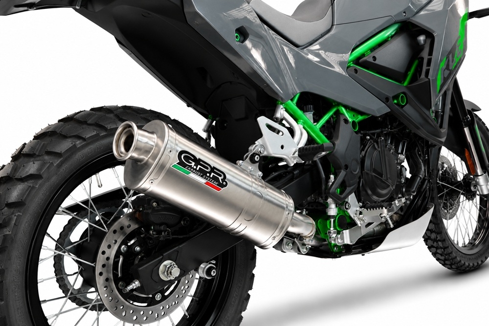 GPR exhaust compatible with Kawasaki KLE 500 2026-2027, Trioval, Homologated legal slip-on exhaust including removable db killer and link pipe 