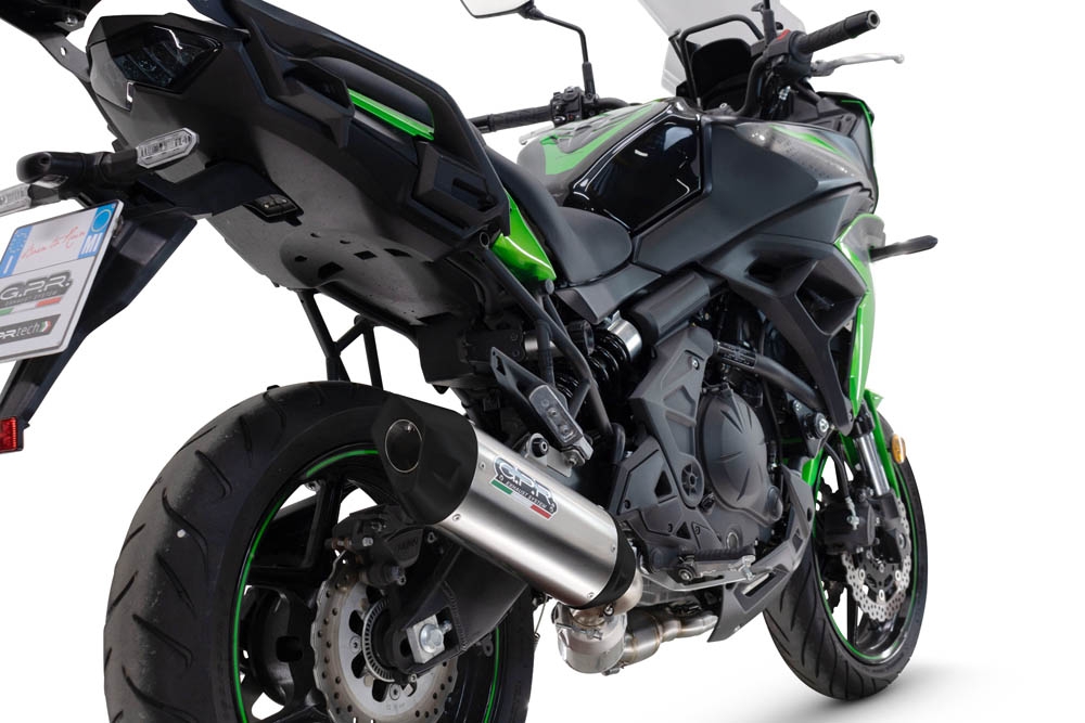 Esapament GPR compatibil cu Kawasaki Versys 650 2023 Amortizor omologat pentru zgomot, inclusiv linie completă, db killer și catalizator conform pentru inspecție,Furore-X Titanio