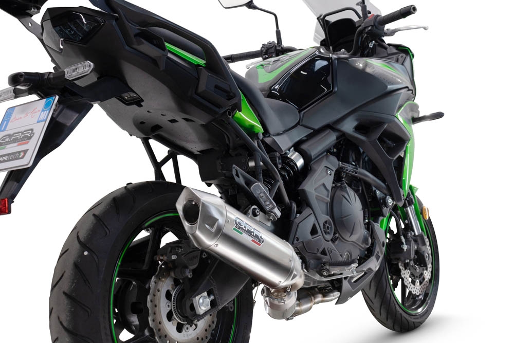 Esapament GPR compatibil cu Kawasaki Versys 650 2023 Amortizor omologat pentru zgomot, inclusiv linie completă, db killer și catalizator conform pentru inspecție,Furore-X Acciaio Inox