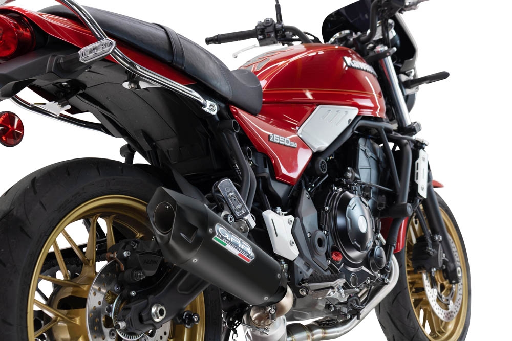 Exhaust compatible with Kawasaki Z 650 RS 2024-2025, GP-Revo Black Titanium, Homologated silencer for noise including full line,db killer and catalyst compliant for inspection