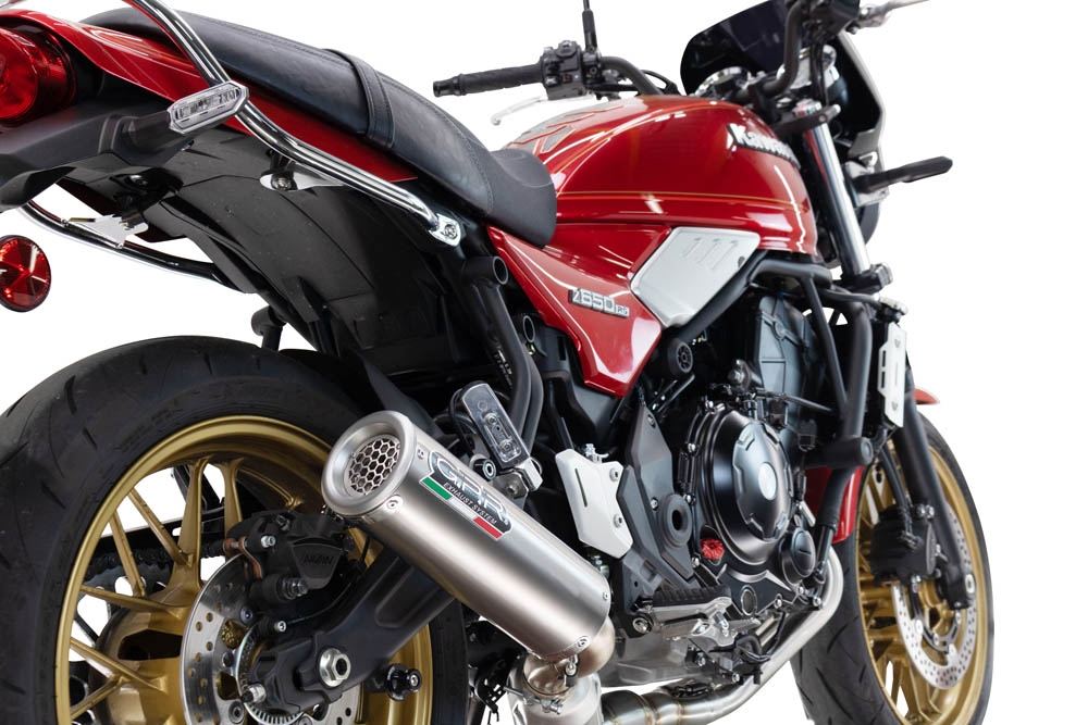 Esapament GPR compatibil cu Kawasaki Z 650 RS 2024 Amortizor omologat pentru zgomot, inclusiv linie completă, db killer și catalizator conform pentru inspecție,M3 Inox 