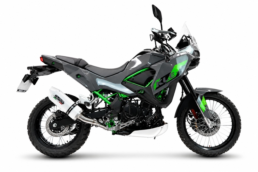 GPR exhaust compatible with Kawasaki KLE 500 2026-2027, Albus Ceramic, Homologated legal slip-on exhaust including removable db killer and link pipe 