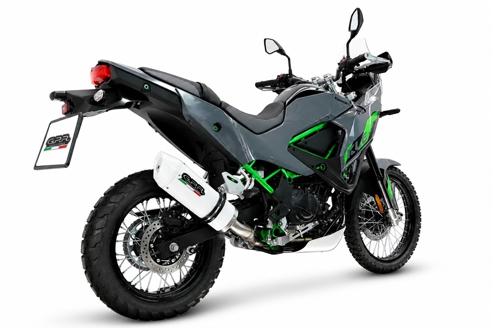 GPR exhaust compatible with Kawasaki KLE 500 2026-2027, Albus Ceramic, Homologated legal slip-on exhaust including removable db killer and link pipe 