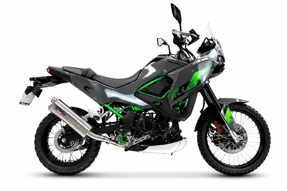 GPR exhaust compatible with Kawasaki KLE 500 2026-2027, Dual Inox, Racing slip-on exhausts including link pipe and removable db killer 