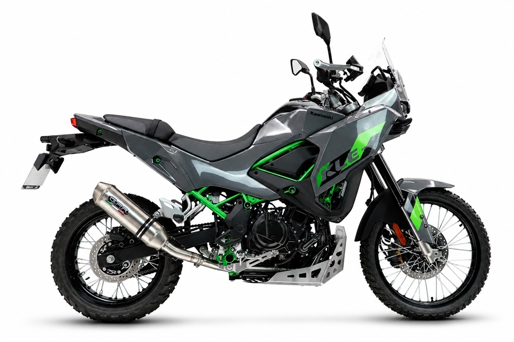 GPR exhaust compatible with Kawasaki KLE 500 2026-2027, PENTA ADVENTURE FULL TITANIUM, Homologated legal slip-on exhaust including removable db killer and link pipe 