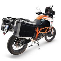 GPR TECH Uyumlu  Ktm Lc 8 1290 Super Adv 2017/2020 e4 Zwart Pereche de cutii laterale din aluminiu cu partea dreaptă conturată, culoare neagră, cu suport specific pentru geantă Capacitate 38 litri + 32 litri.