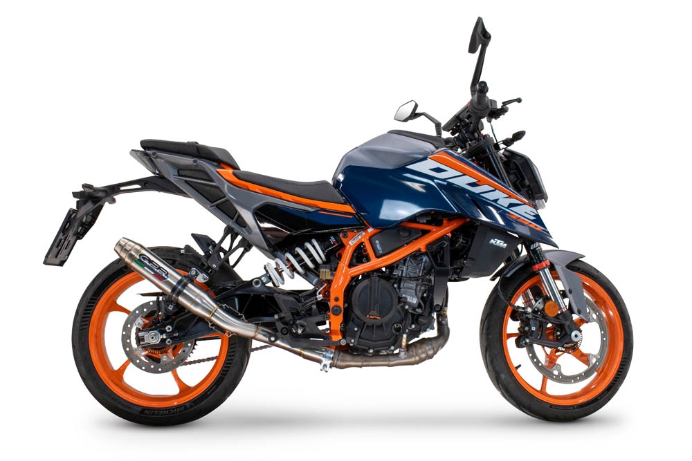 Esapament GPR compatibil cu Ktm Duke 125 2024 Evacuare slip-on omologata, inclusiv db killer detașabil și cot de legătură,Deeptone Inox