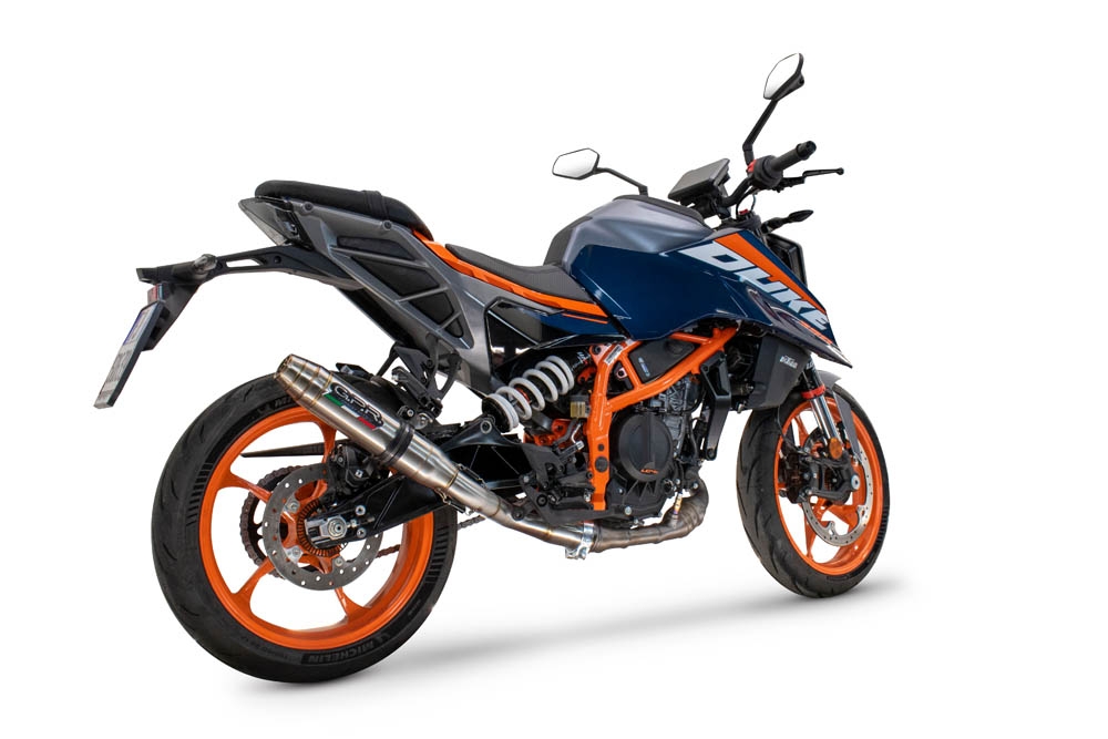 Esapament GPR compatibil cu Ktm Duke 125 2024 Evacuare slip-on omologata, inclusiv db killer detașabil și cot de legătură,Deeptone Inox