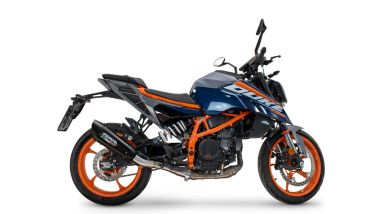Exhaust compatible with Ktm Duke 390 2024-2025, GP-Revo Black Titanium, Homologated legal slip-on exhaust including removable db killer and link pipe