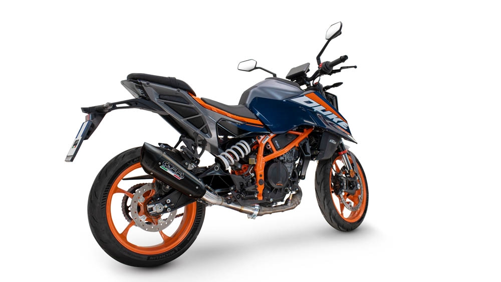 Exhaust compatible with Ktm Duke 390 2024-2025, GP-Revo Black Titanium, Homologated legal slip-on exhaust including removable db killer and link pipe