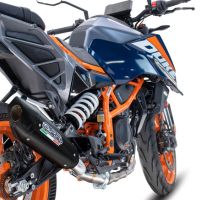 Exhaust compatible with Ktm Duke 390 2024-2025, GP-Revo Black Titanium, Homologated legal slip-on exhaust including removable db killer and link pipe