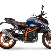 Exhaust compatible with Ktm Duke 390 2024-2025, GP-Revo Titanium, Homologated legal slip-on exhaust including removable db killer and link pipe