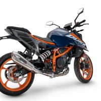 Exhaust compatible with Ktm Duke 390 2024-2025, GP-Revo Titanium, Homologated legal slip-on exhaust including removable db killer and link pipe