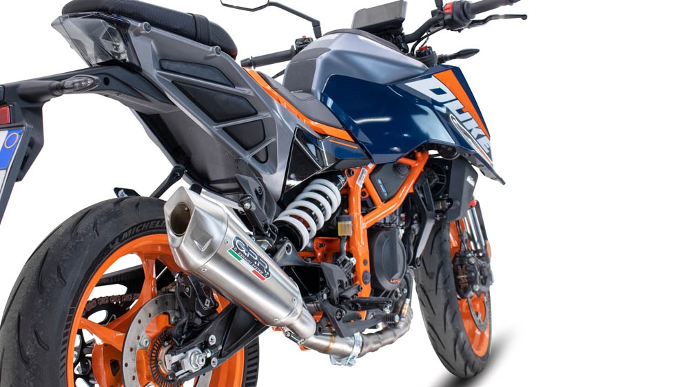 Exhaust compatible with Ktm Duke 390 2024-2025, GP-Revo Titanium, Homologated legal slip-on exhaust including removable db killer and link pipe