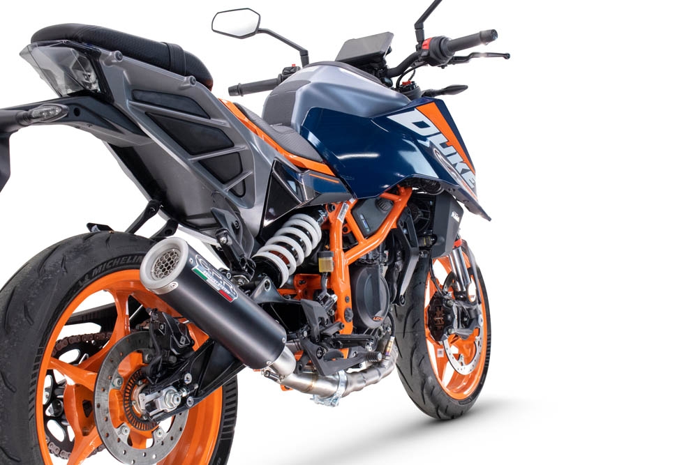 Esapament GPR compatibil cu Ktm Duke 200 2024 Evacuare slip-on omologata, inclusiv db killer detașabil și cot de legătură,M3 Black Titanium