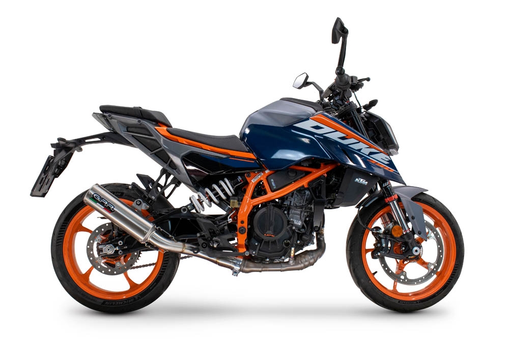 Exhaust compatible with Ktm Duke 390 2024-2025, M3 Inox , Homologated legal slip-on exhaust including removable db killer and link pipe