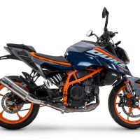 Exhaust compatible with Ktm Duke 390 2024-2025, M3 Inox , Homologated legal slip-on exhaust including removable db killer and link pipe