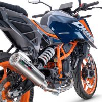 Exhaust compatible with Ktm Duke 390 2024-2025, M3 Inox , Homologated legal slip-on exhaust including removable db killer and link pipe