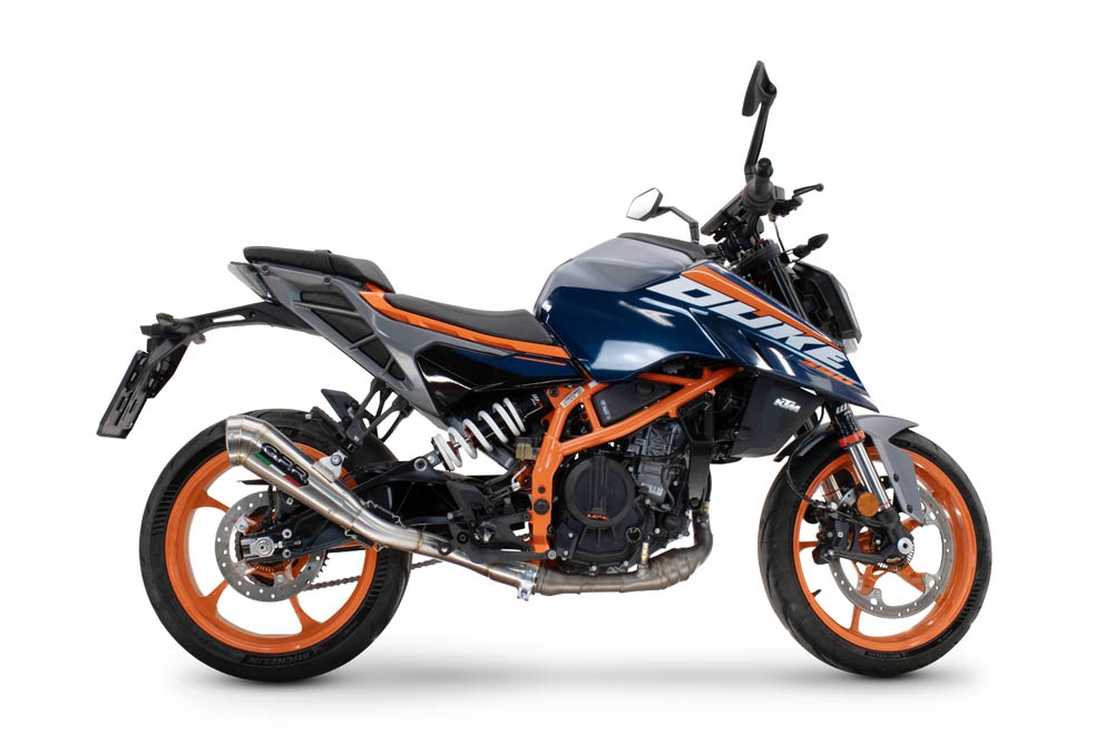 Esapament GPR compatibil cu Ktm Duke 125 2024 Evacuare slip-on omologata, inclusiv db killer detașabil și cot de legătură,Powercone Evo