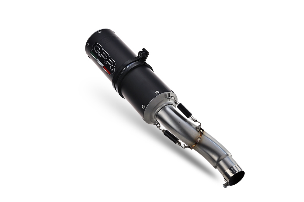 Exhaust compatible with Benelli 502 C 2019-2020, M3 Black Titanium, Homologated legal slip-on exhaust including removable db killer and link pipe