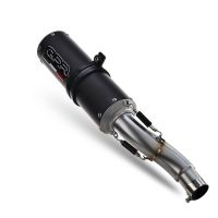 Exhaust compatible with Benelli 502 C 2019-2020, M3 Black Titanium, Homologated legal slip-on exhaust including removable db killer and link pipe