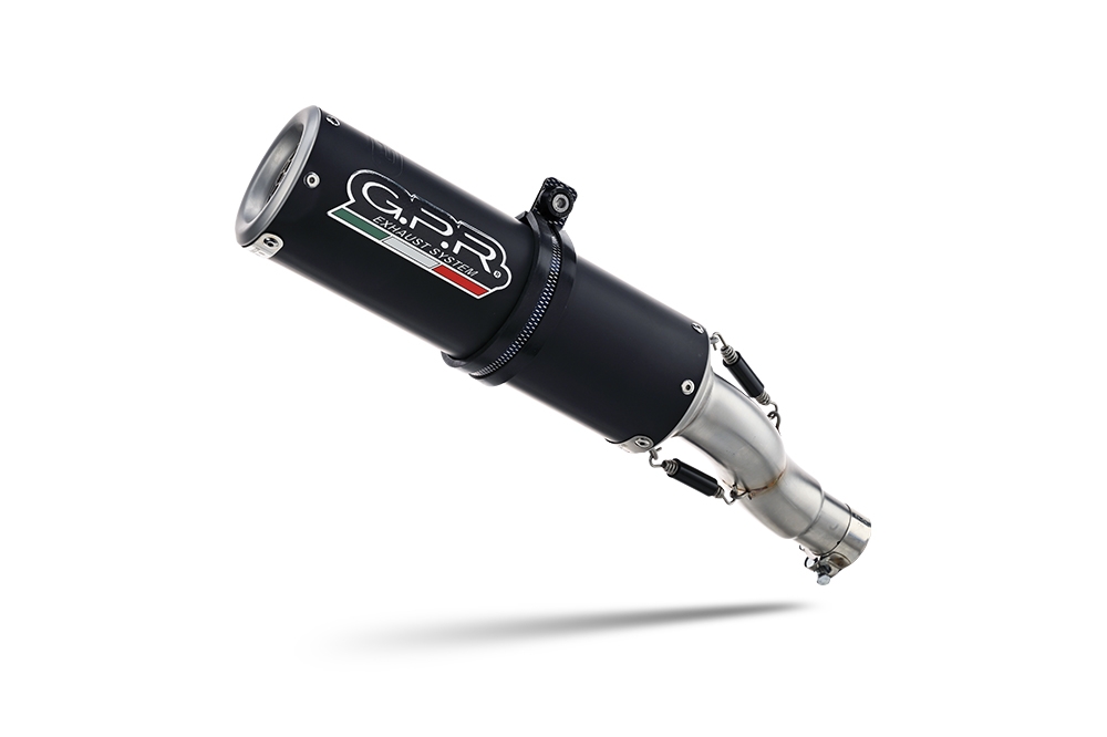 Exhaust compatible with Benelli 502 C 2019-2020, M3 Black Titanium, Homologated legal slip-on exhaust including removable db killer and link pipe