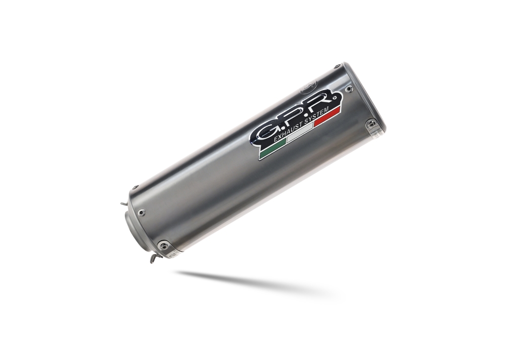 Esapament GPR compatibil cu Moto Guzzi V85 TT 2021 Evacuare slip-on omologata, inclusiv db killer detașabil și cot de legătură,M3 Titanium Natural