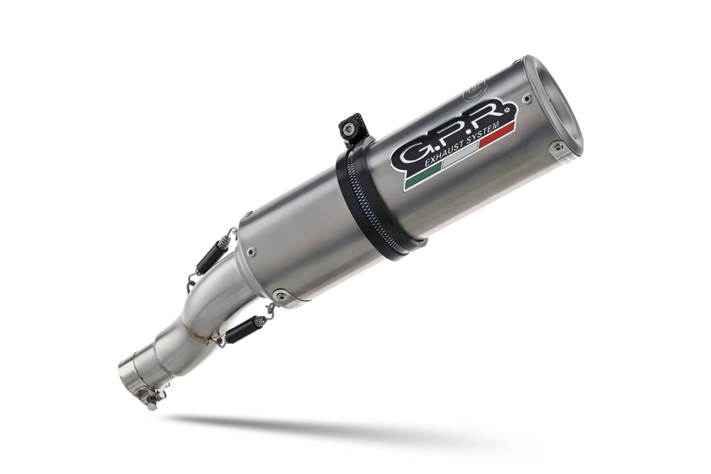 Esapament GPR compatibil cu Moto Guzzi V85 TT 2021 Evacuare slip-on omologata, inclusiv db killer detașabil și cot de legătură,M3 Titanium Natural