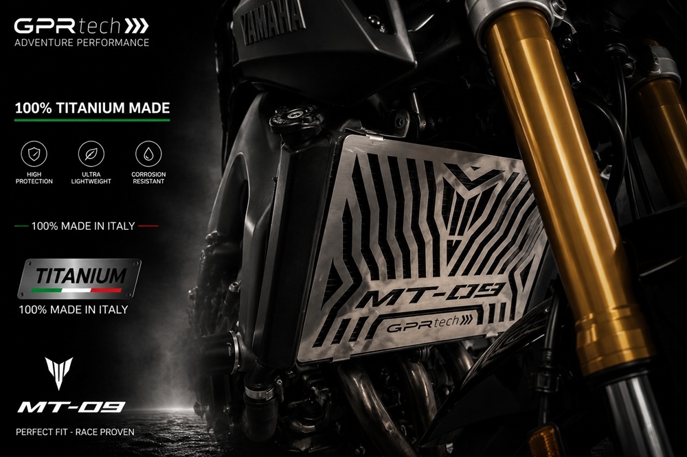 TECH ile uyumlu  Yamaha Mt-09 2025/2026 e5 plus Protecție pentru radiator din titan 