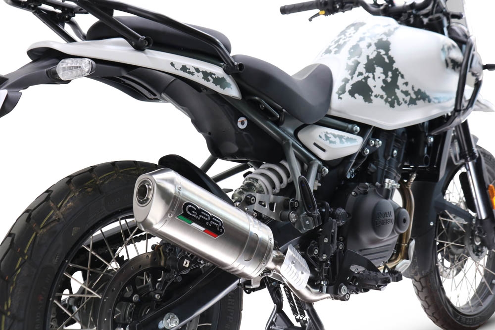 Esapament GPR compatibil cu Royal Enfield Himalayan 450  2024 Evacuare slip-on omologata, inclusiv db killer detașabil și cot de legătură,Satinox