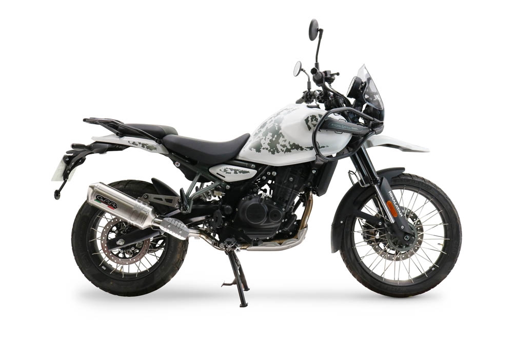 Esapament compatibil cu Royal Enfield Guerrilla 450 2024 Evacuare slip-on omologata, inclusiv db killer detașabil și cot de legătură,Satinox