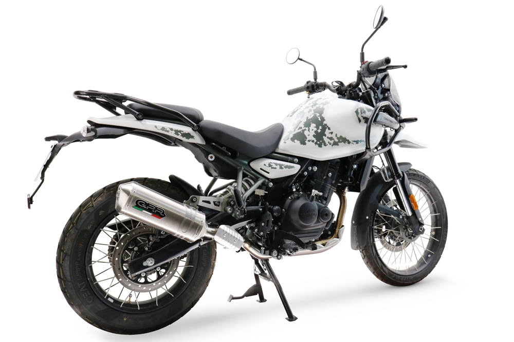 Esapament compatibil cu Royal Enfield Guerrilla 450 2024 Evacuare slip-on omologata, inclusiv db killer detașabil și cot de legătură,Satinox